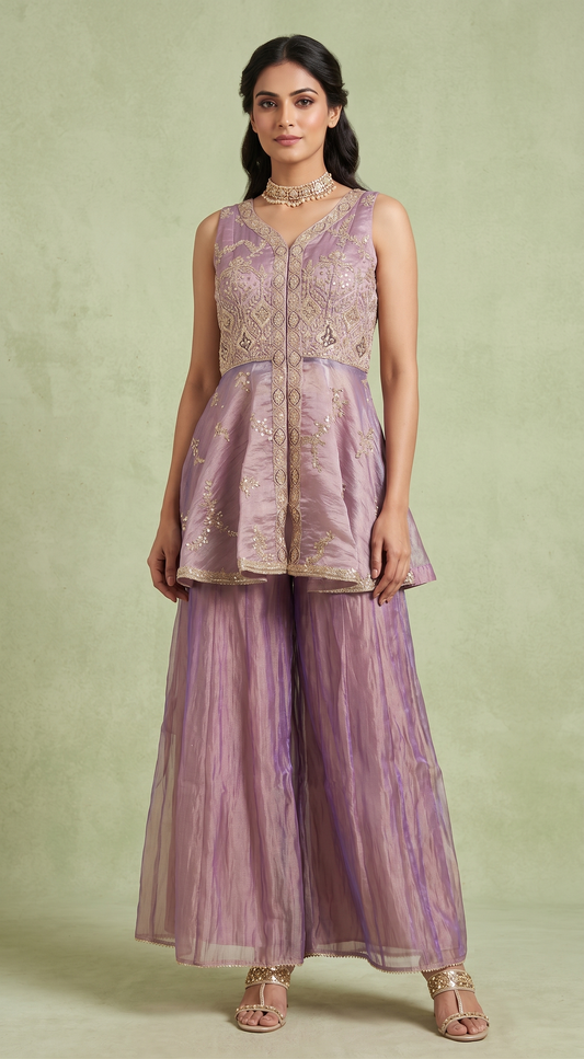 Lavender Colour Plazo Set(LE-WPZS_3065)