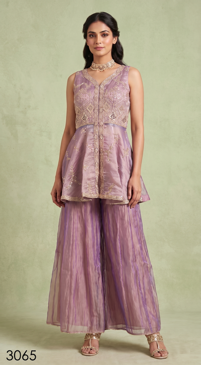 Lavender Colour Plazo Set(LE-WPZS_3065)