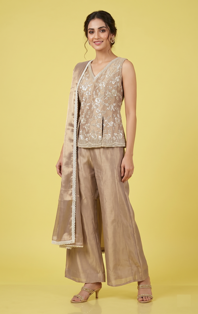 Beige Colour Plazo Set(LE-WPZS_3403)