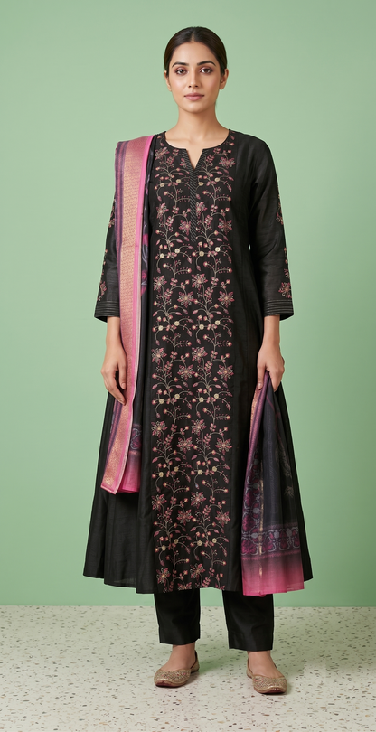 Black Colour Pant Set(LE-WPNS_3485)