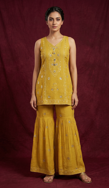 Mustard Colour Gharara Set(LE-WGHA_7041)
