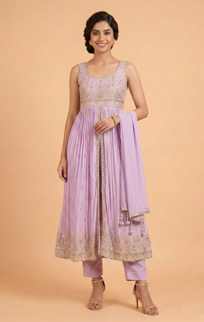 Lavender Colour Plazo Set(LE-WPZS_80128)