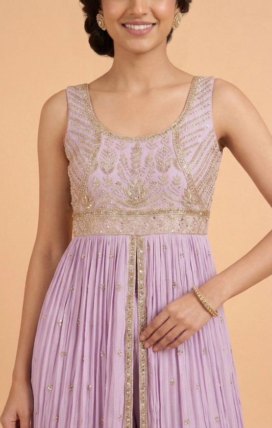 Lavender Colour Plazo Set(LE-WPZS_80128)