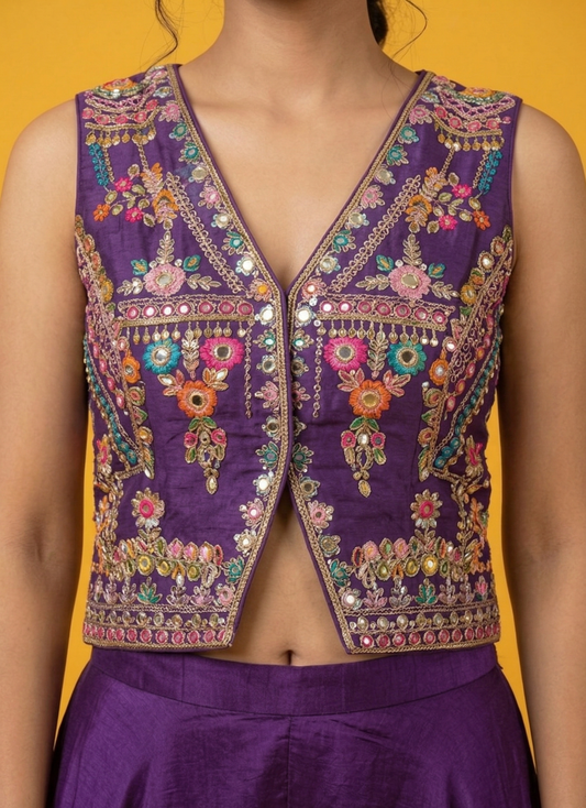 Purple Colour Plazo Set(LE-WPZS_8237)