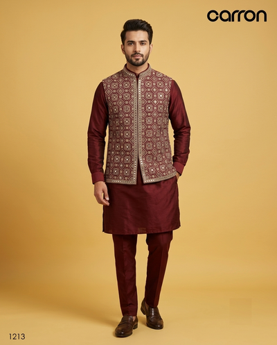 Maroon Colour Jacket Kurta Set(ME-MBUS_1213)