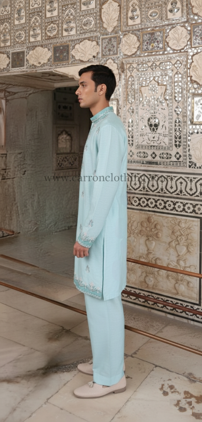 Sky Blue Colour Kurta Set With Stole(ME-MKUS_KP 2062)