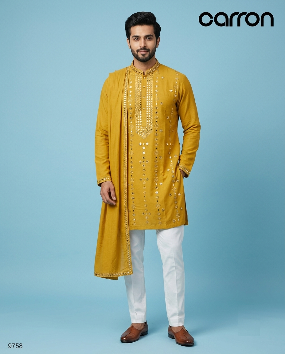 Mustard Yellow Colour Kurta Set With Stole(ME-MKUS_9758)
