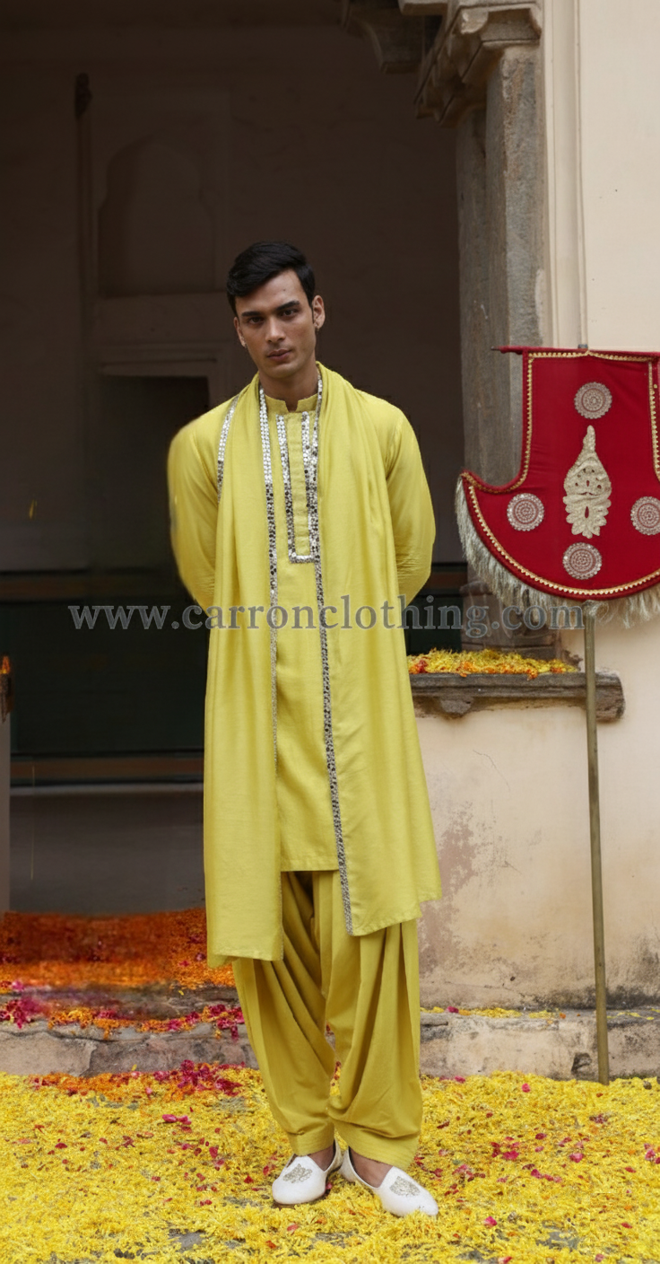 Lime Green Colour Kurta Set With Stole(ME-MKUS_KP 94)
