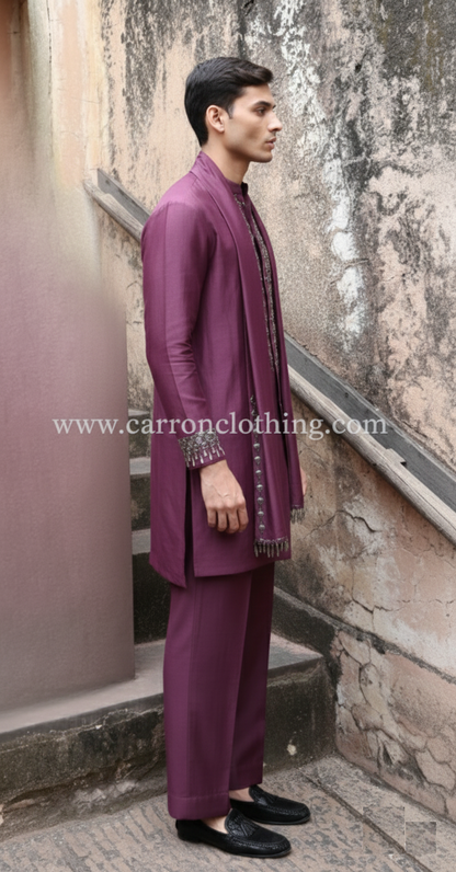 Wine Colour Kurta Set with Stole(ME-MKUS_ K 261)