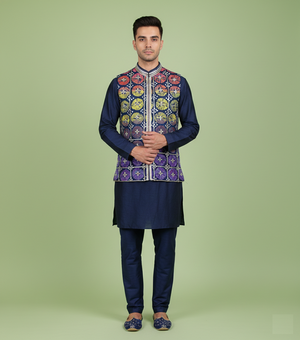 Blue Colour Bundi Set(ME-MBUS_1267 A)