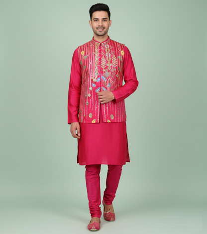 Rani Pink Colour Bundi Set(ME-MBUS_3226)