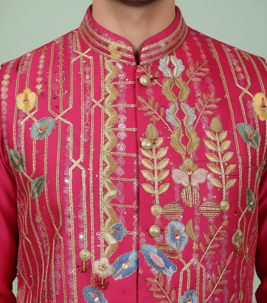 Rani Pink Colour Bundi Set(ME-MBUS_3226)