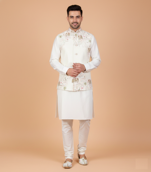 Ivory Colour Bundi Set(ME-MBUS_9522 BS)