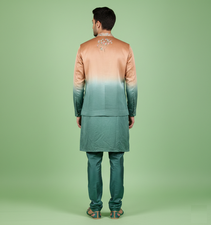 Peach & Sea Green Colour Bundi Set(ME-MBUS_BS 762)