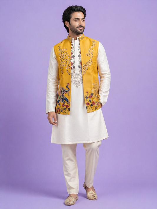 Yellow & White Colour Bundi Set(ME-MBUS_KP 00064T.C)