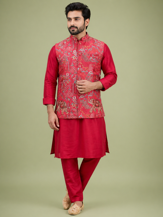 Red Colour Bundi Set(ME-MBUS_NEEDLE WORK MD)