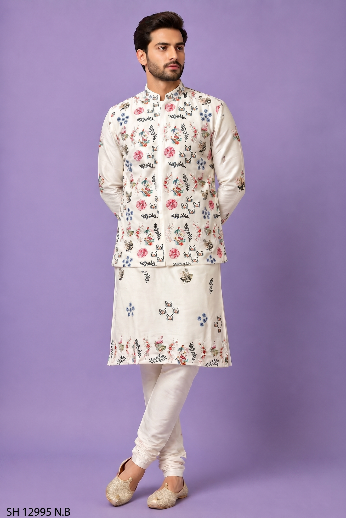 Cream Colour Bundi Set(ME-MBUS_SH 12995N.B)