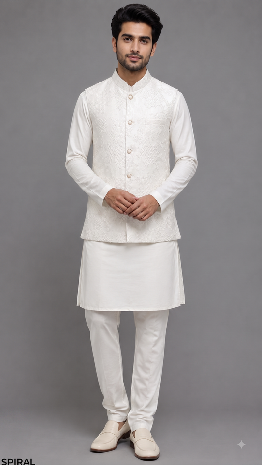 Cream Colour Bundi Set(ME-MBUS_SPIRAL)