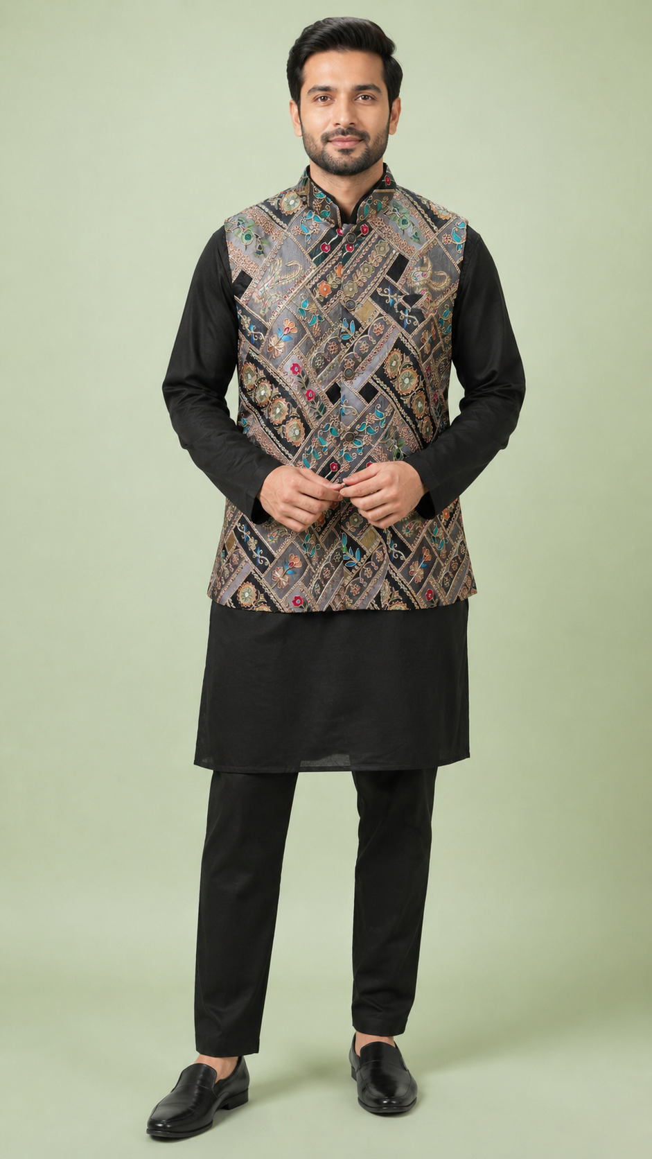 Black Colour Bundi Set(ME-MBUS_ZARI WORK)