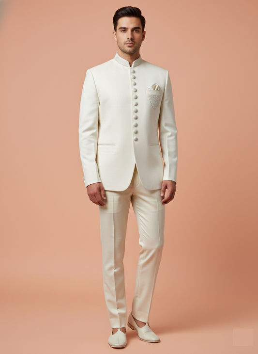 White Colour Jodhpuri Suit(ME-MJOD_HVD BIT)
