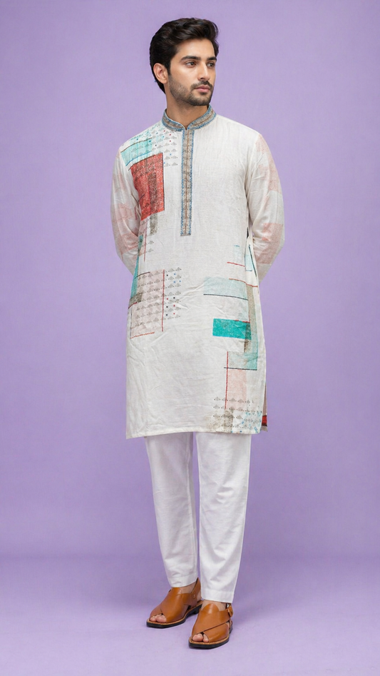 Cream Colour Kurta Set(ME-MKUS_10660)