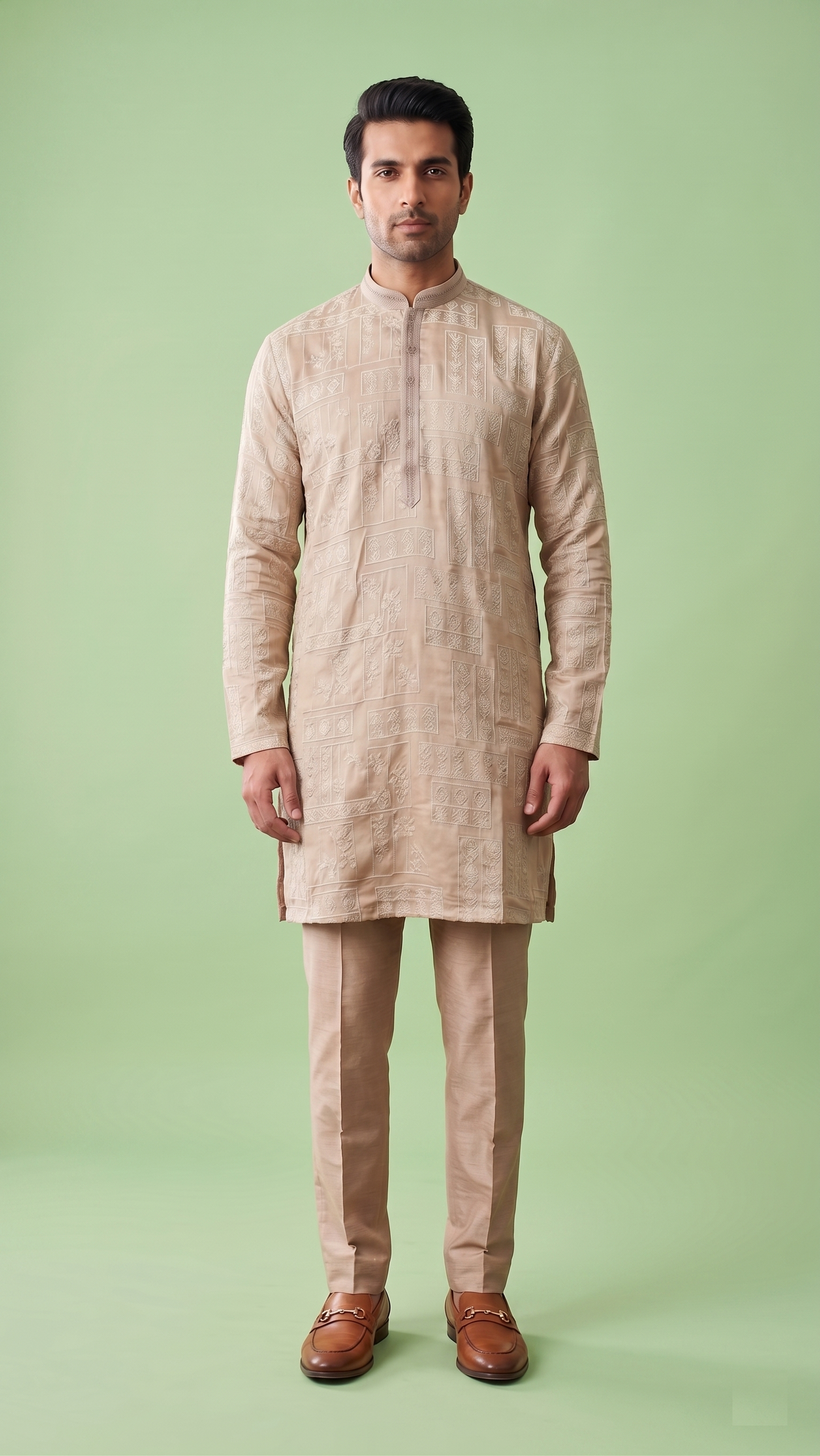 Fawn Colour Kurta Set(ME-MKUS_11060 B)