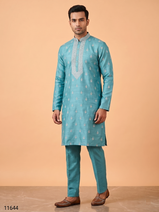 Rama Green Colour Kurta Set(ME-MKUS_11644)