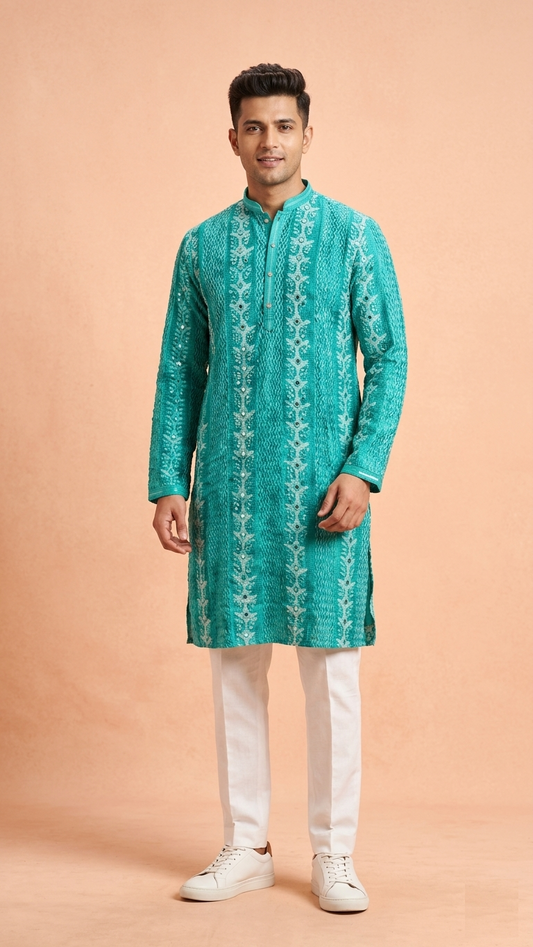 Rama Green Colour Kurta Set(ME-MKUS_1662 B)
