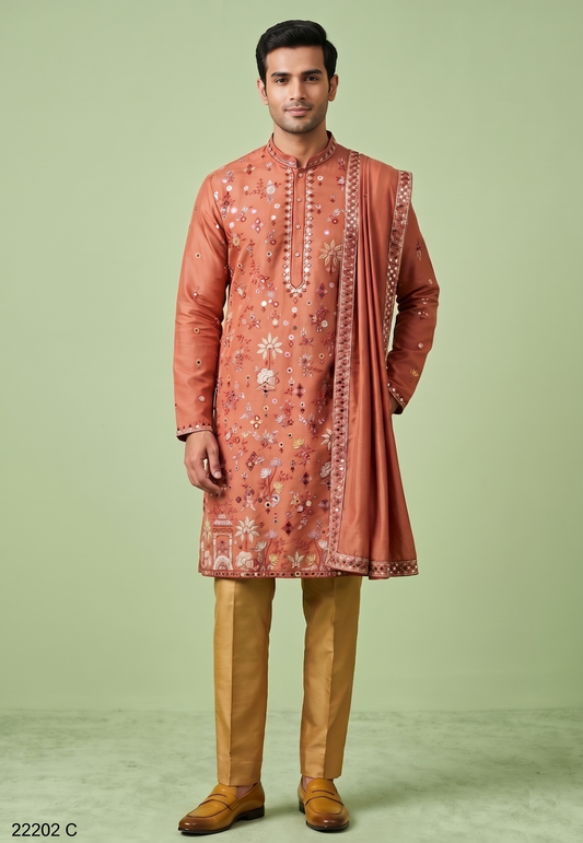 Rust Colour Kurta Set(ME-MKUS_22202 C)