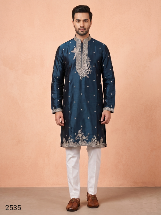 Teal Blue Colour Kurta Set(ME-MKUS_2535)