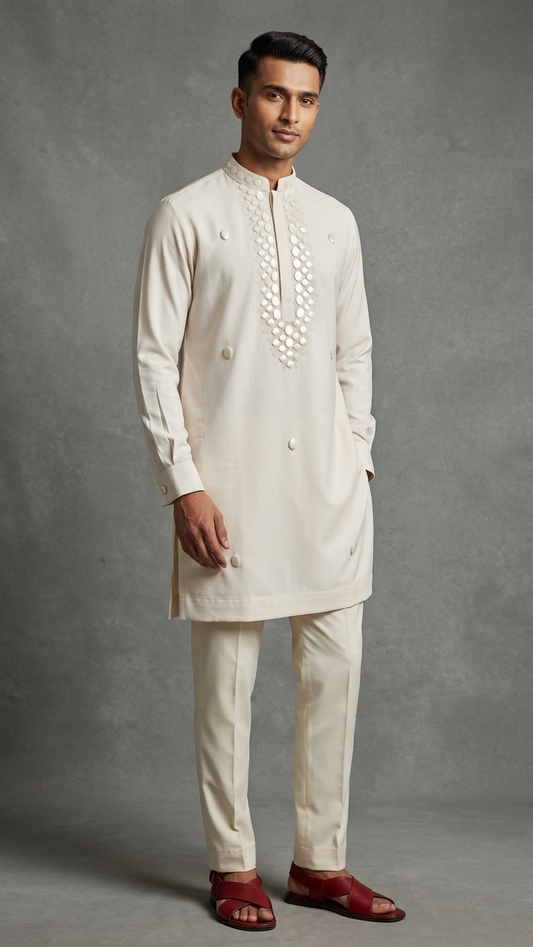 Cream Colour Kurta Set(ME-MKUS_2646)