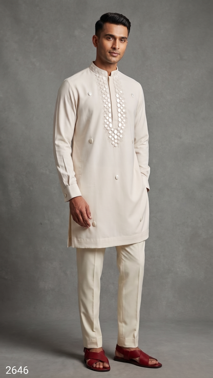 Cream Colour Kurta Set(ME-MKUS_2646)
