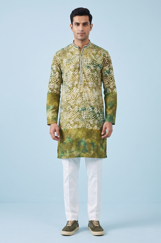 Mehandi Colour Kurta Set(ME-MKUS_310)