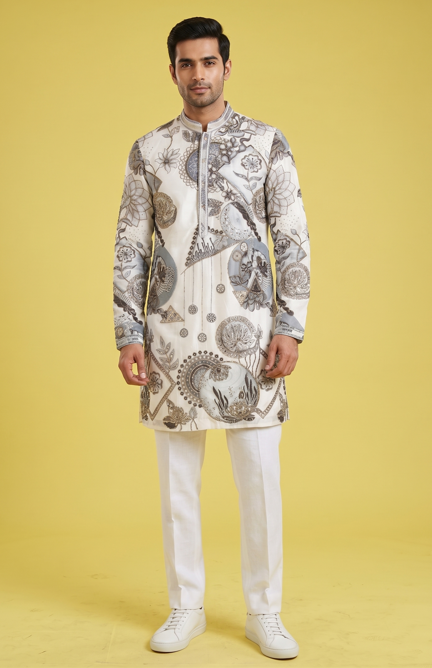Cream Colour Kurta Set(ME-MKUS_4071)