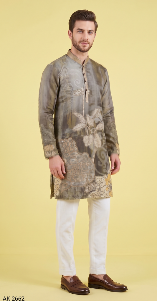 Slate Grey Colour Kurta Set(ME-MKUS_AK 2662)