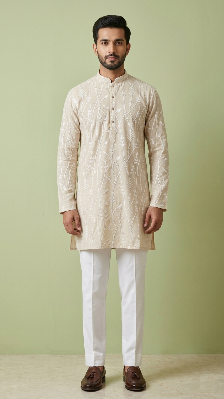 Beige Colour Kurta Set(ME-MKUS_G 3278)