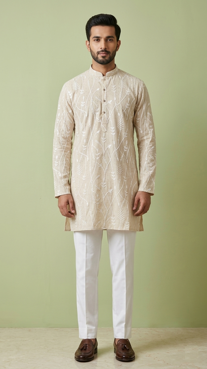 Beige Colour Kurta Set(ME-MKUS_G 3278)