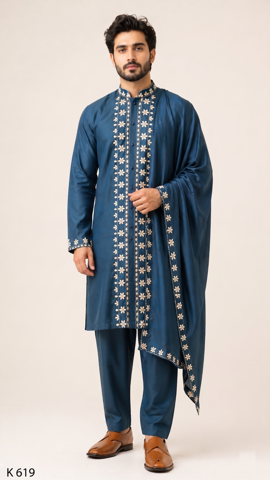 Teal Blue Colour Kurta Set(ME-MKUS_K 619)