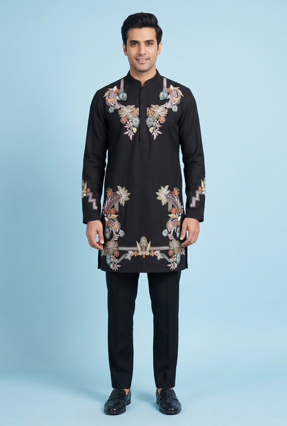 Black Colour Kurta Set(ME-MKUS_KAPIL)