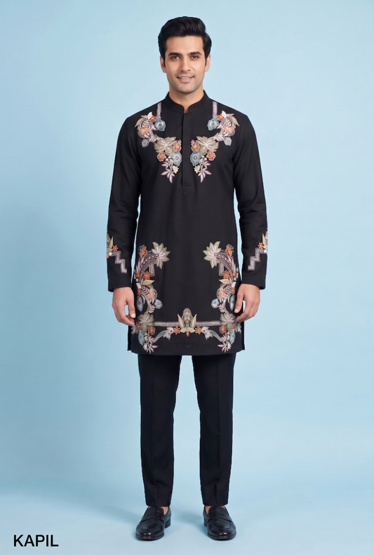 Black Colour Kurta Set(ME-MKUS_KAPIL)