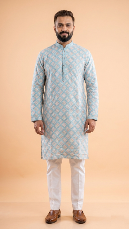 Firozi Colour Kurta Set(ME-MKUS_KS 2232 C)