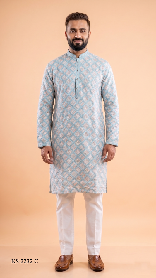 Firozi Colour Kurta Set(ME-MKUS_KS 2232 C)