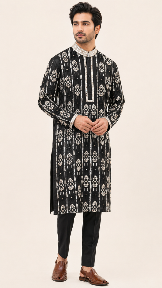 Black Colour Kurta Set(ME-MKUS_PD 2020)