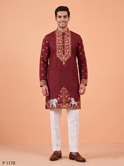 Wine Colour Kurta Set(ME-MKUS_P 1170)