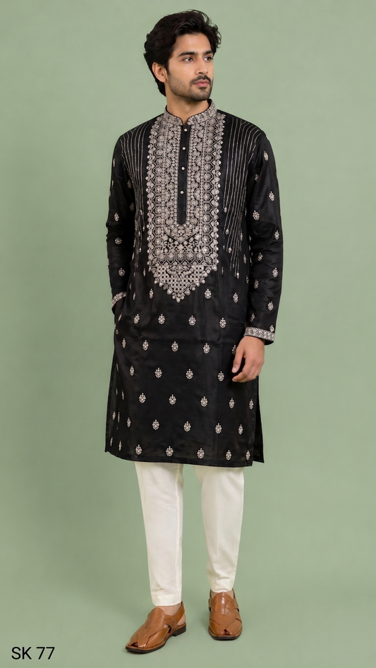 Black Colour Kurta Set(ME-MKUS_SK 77)