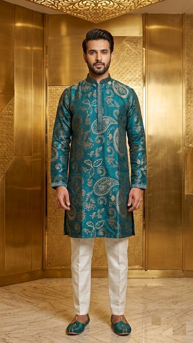 Peacock Green Colour Kurta Set(ME-MKUS_SL 4040)