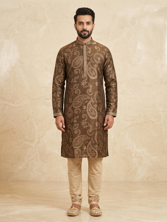 Brown Colour Kurta Set(ME-MKUS_SL 4040 B)