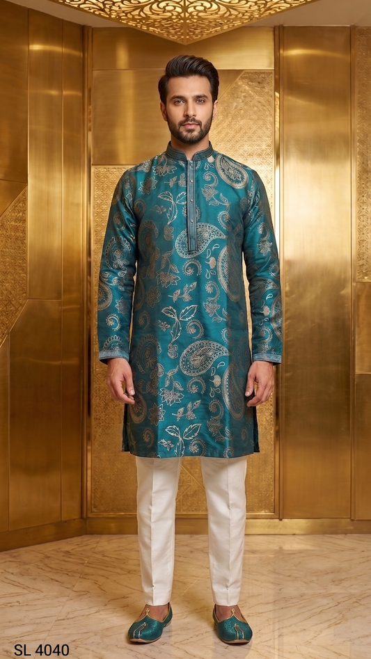 Peacock Green Colour Kurta Set(ME-MKUS_SL 4040)