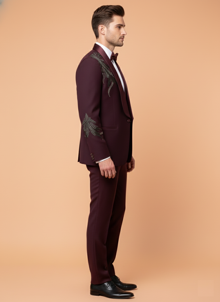 Wine Colour Coat Suit (ME-MSUI_51560 R 11)