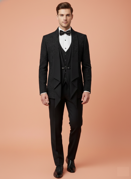 Black Colour Coat Suit(ME-MSUI_SA 8365 D)